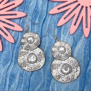 🌼 Double Disk Hammered Dangle Earrings